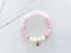 love bracelet with rose quartz and moonstone and gold everlur charm
